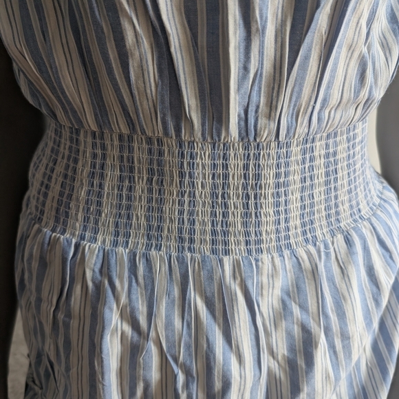 NWT! LUCKY BRAND Blue and White Ruched Midi Sundress - Picture 9 of 12
